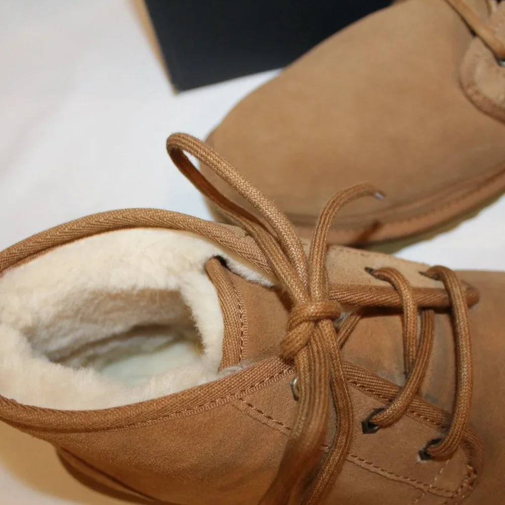 NIB UGG MEN'S NEUMEL‎ CHUKKA SUEDE SHEARLING LINED ANKLE BOOTS CHESTNUT